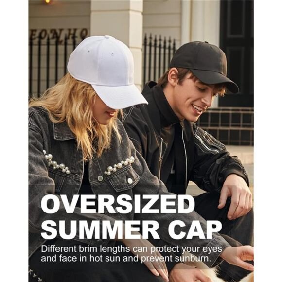 XXL big head baseball cap adjustable cotton dad hat large size unisex cap women - Picture 5 of 7